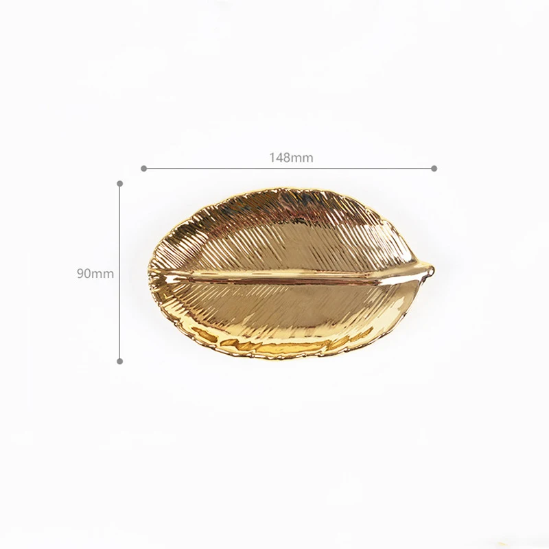 Декоративный золотой лист Керамическая Тарелка фарфоровая Конфета безделушка блюдо ювелирные изделия поднос для хранения фруктов кухонная посуда