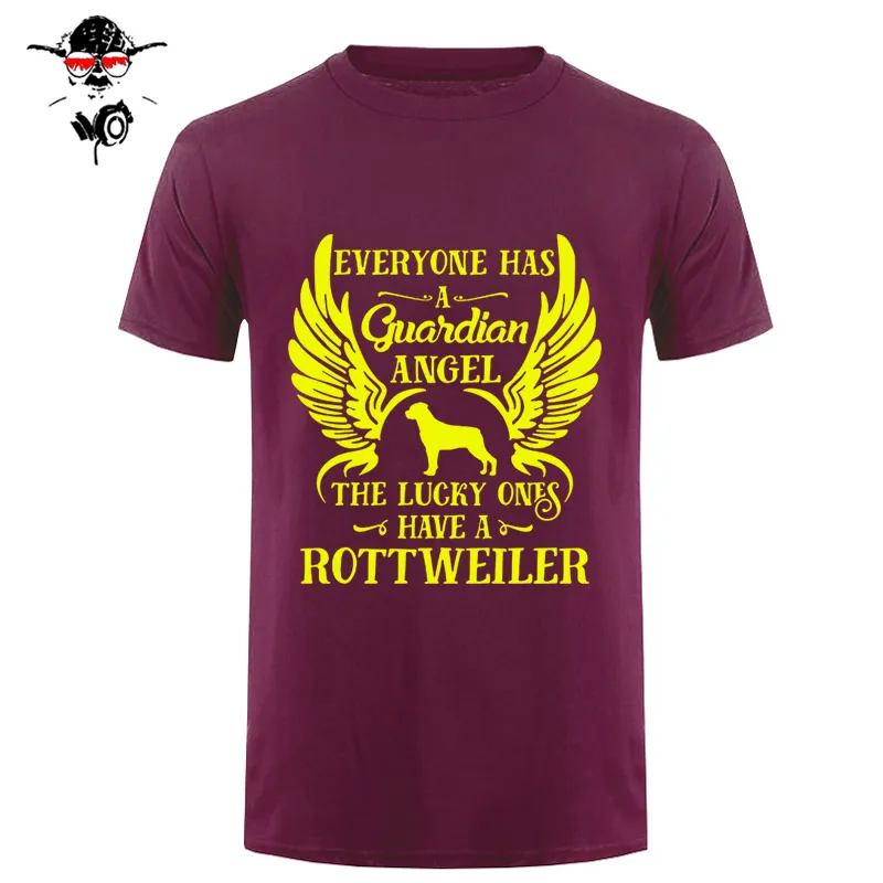 Марка Забавный мой ангел-хранитель является Ротвейлер майка футболка Для мужчин хлопок футболка с короткими рукавами Топ Camiseta - Цвет: 19