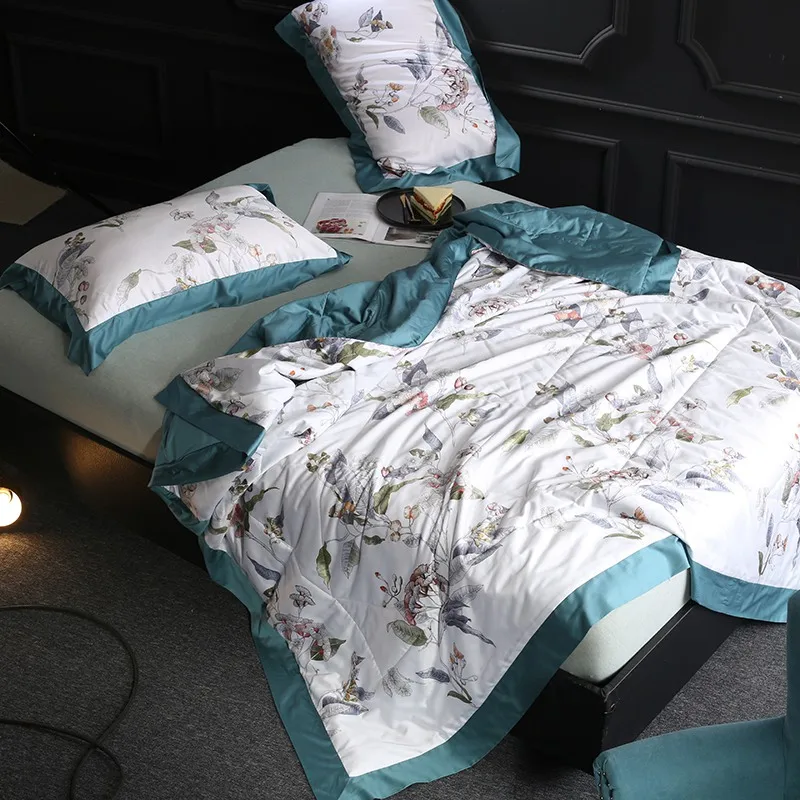 

3Pcs Summer Tencel Silk Quilt blanket Bed spread Bed cover set Mattress cover Bed sheet set Pillowcase couvre lit colcha de cama