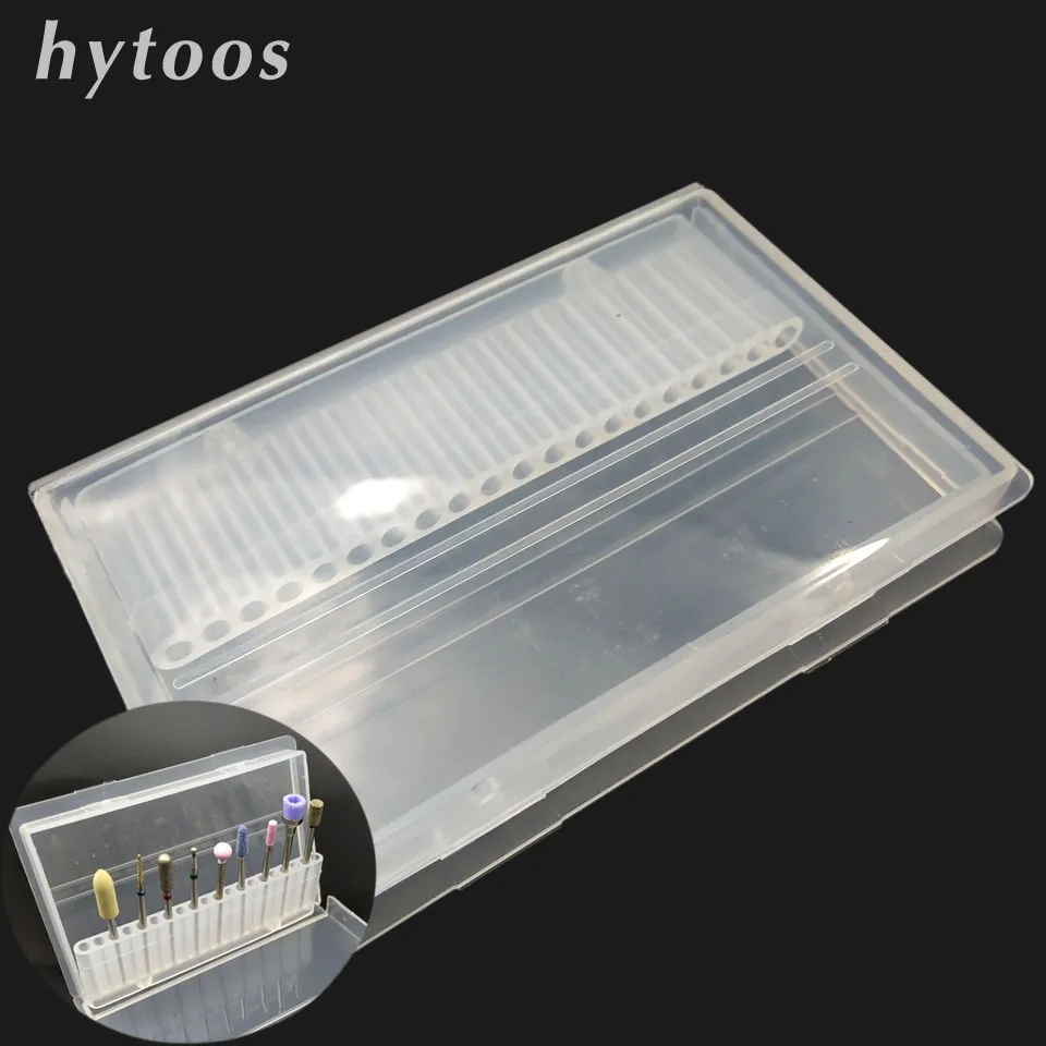 HYTOOS 20 Hole Nail Drill Bit File Holder Transparent Acrylic Plastic ...