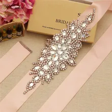 PEORCHID ручной работы лента Свадебная со стразами розовое золото серебро ремешок для свадебного платья со стразами Пояс аксессуары De Novia Новинка