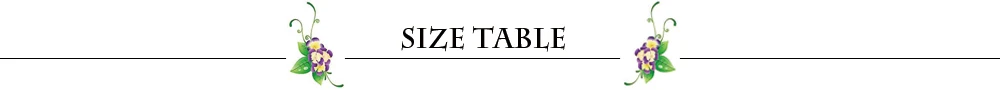SIZE TABLE