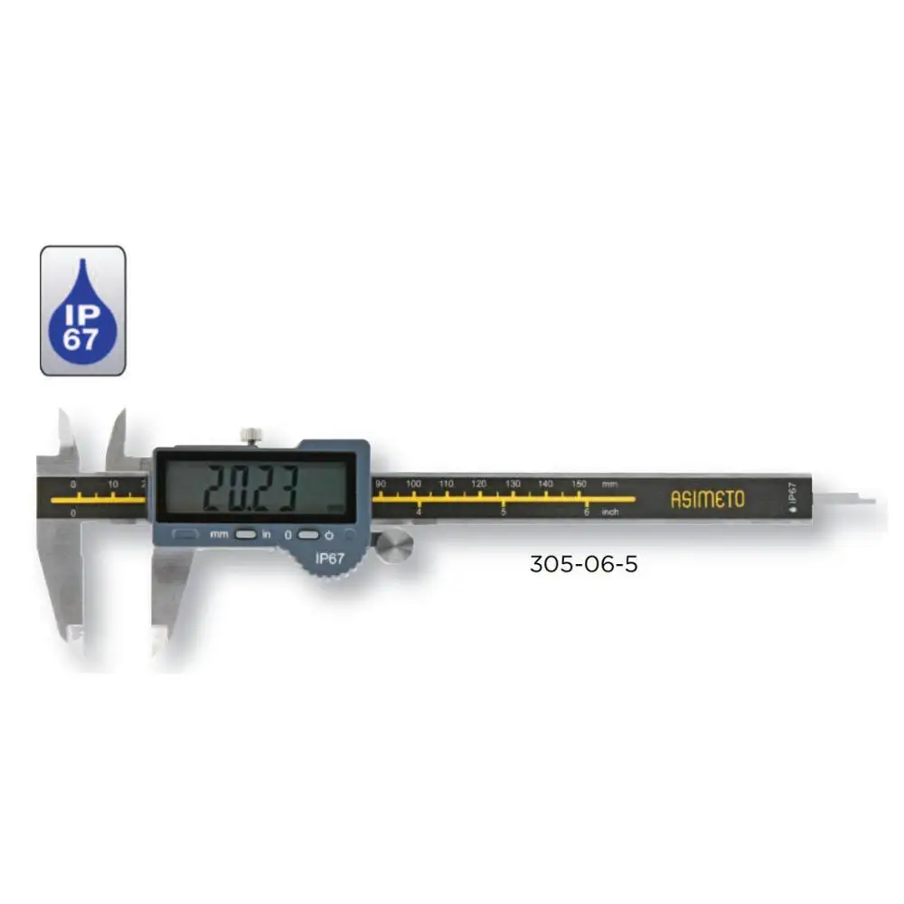 

ASIMETO Measuring Range 0-12" 0-300mm Inch/Metric IP67 Big LCD Screen Digital Calipers 305-12-5