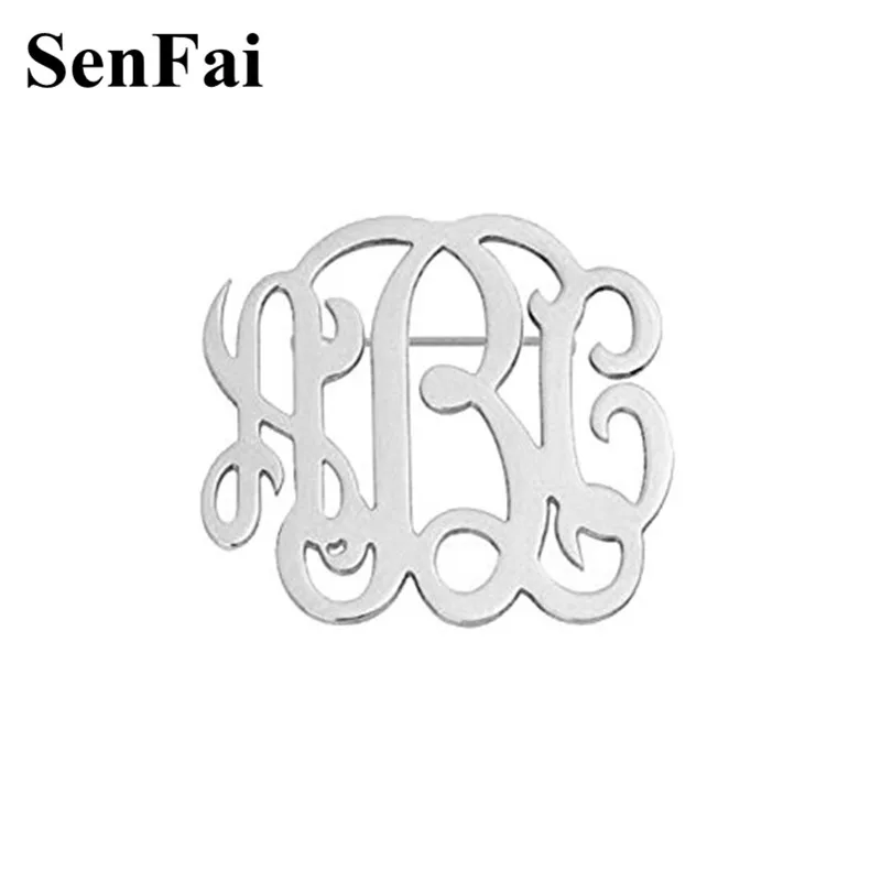 

Best Quality Cheap Custom Brooch For Women Men Gold Silver Monogram Initial 3 Letters Brooches Pins Label Pin party Jewelry gift