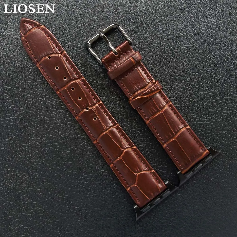 

LIOSEN Wholesale 10pcs/lot Watches Bracelet for Apple Watch Series 1 2 3 Black Brown Genuine Leather Strap 38mm 42mm Watchband