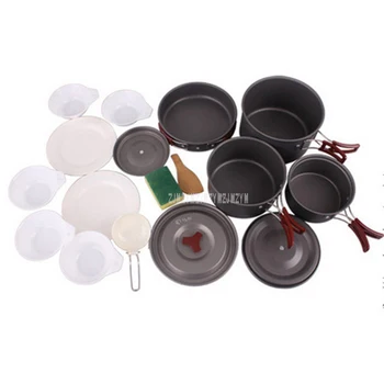 

UR21009 1 Set Portable Outdoor Cooking Tool 5-6 Person Picnic BBQ Pot Pan Plate Cup Set Tableware Cutlery Camping Cookware Set