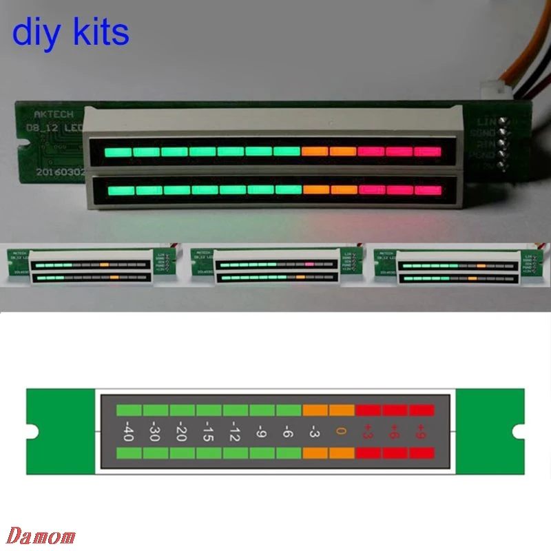 

Dual 12 Stereo Level indicator DIY Kit LED VU Meter lamps Light Speed Adjustable