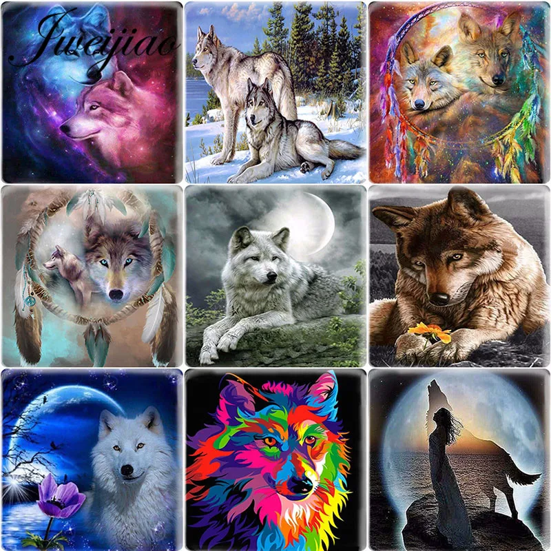 JWEIJIAO Animal Wolf Art Picture Square 12 мм DIY бижутерия со стеклянными кабошонами для серьги