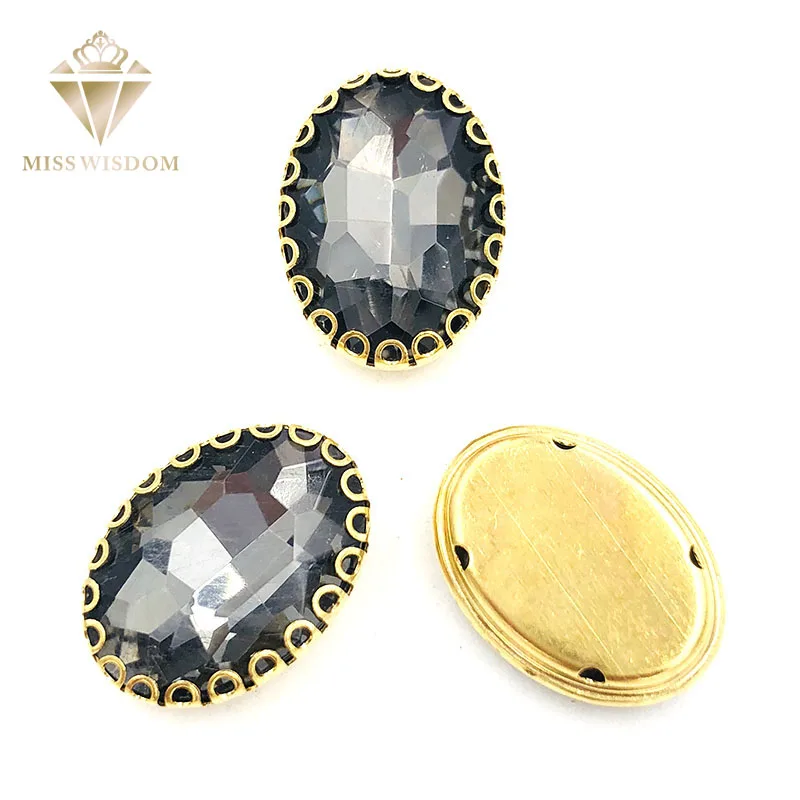 Серые стеклянные стразы 6X10/10X14/10X14/13х18 мм пришивные с кристаллами овальное