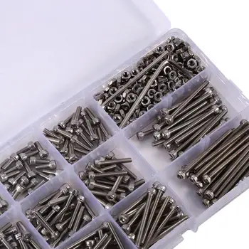 

440pcs M3 Screws Nuts Kits Set Stainless Steel Cylinder Head Hex Head Socket Screws and Nuts Assortment with 2 Hex Keys