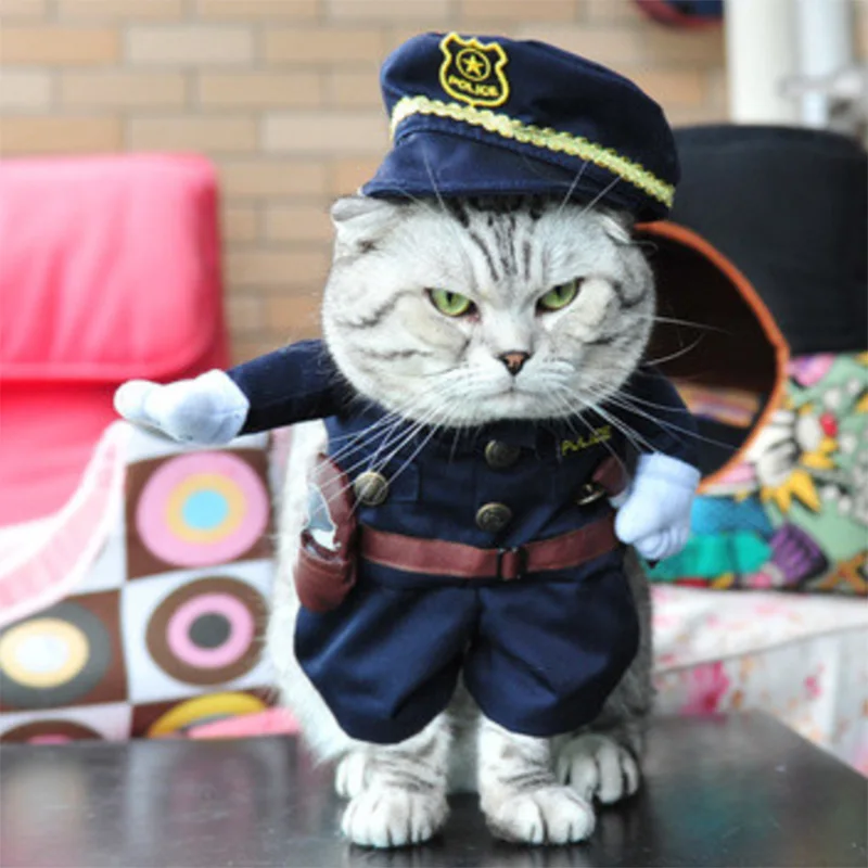 Забавная одежда для кошек, пиратский костюм, одежда для кошек, костюм корсаира, одежда для Хэллоуина, нарядный костюм для кошки - Цвет: Cat Police Clothing
