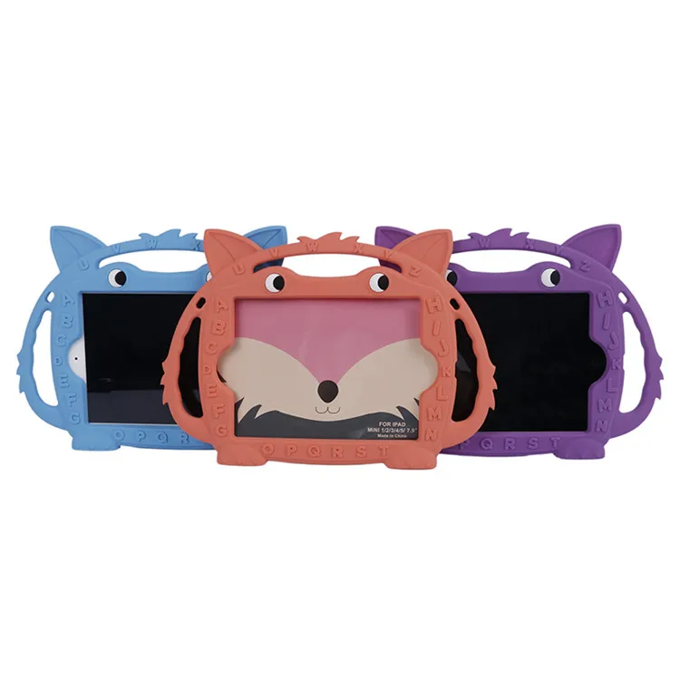 

Washable Shockproof Silicone Soft Case For New iPad Mini 5 4 3 2 Tablet Cover Children Kids Cartoon Fox Kickstand New Design
