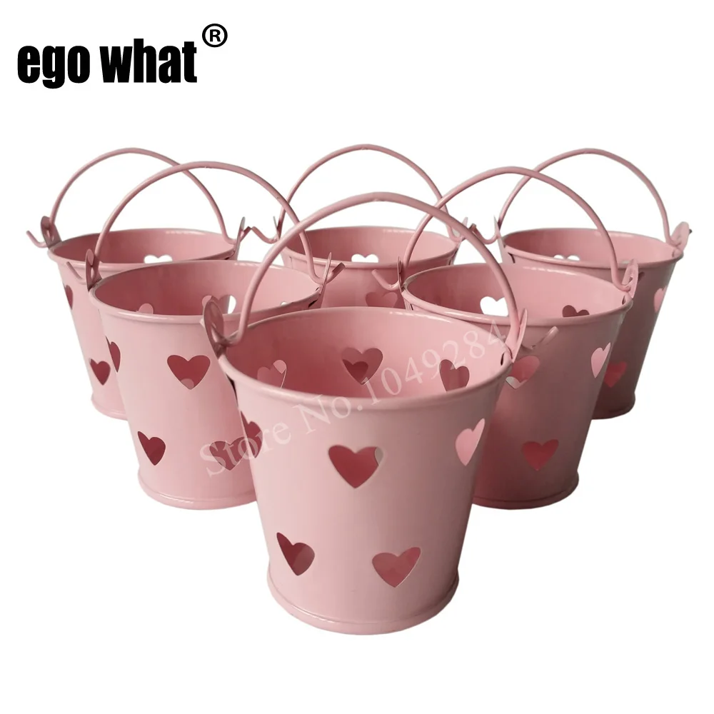 10pcs Mini Hollow Heart Bucket Candy Decoration for Wedding Birthday Party Favors Package for