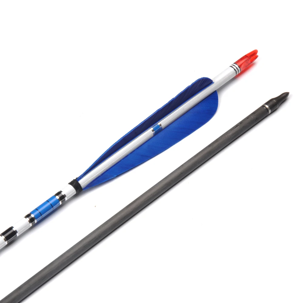Seta de Carbono com a Turquia Pena e Ferro Tiro com Arco 80cm Espinha 500 Arrowhead Tiro Caça Flechas Atacado 6 - 12 24 Pçs 13 Arco e flecha