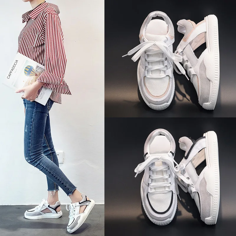 

Genuine Leather Sandals Woman Hollow Women's Shoes Sandals