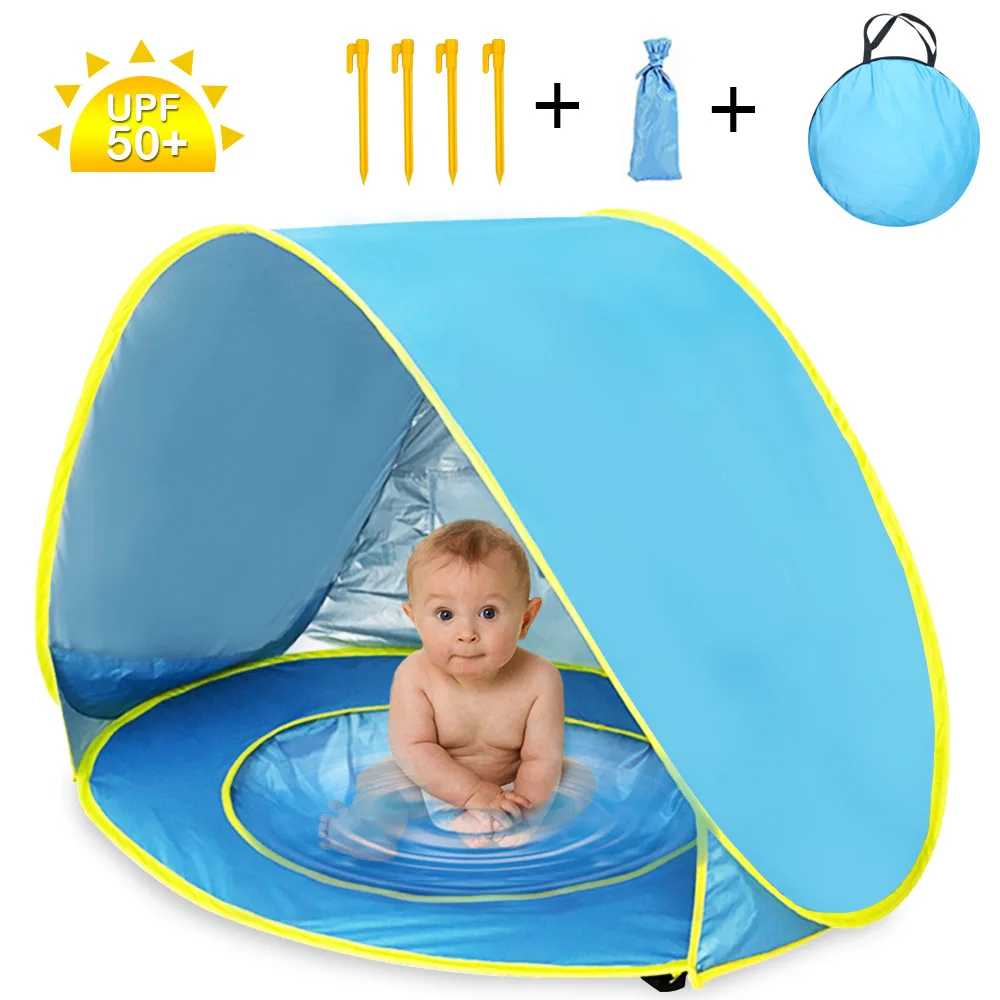 Real Sunscreen Baby Beach Camping Tent Children's Tent UV-Protecting With Small Pool Add Water Cool 27.5*47.5*31.5 Inch Outdoors