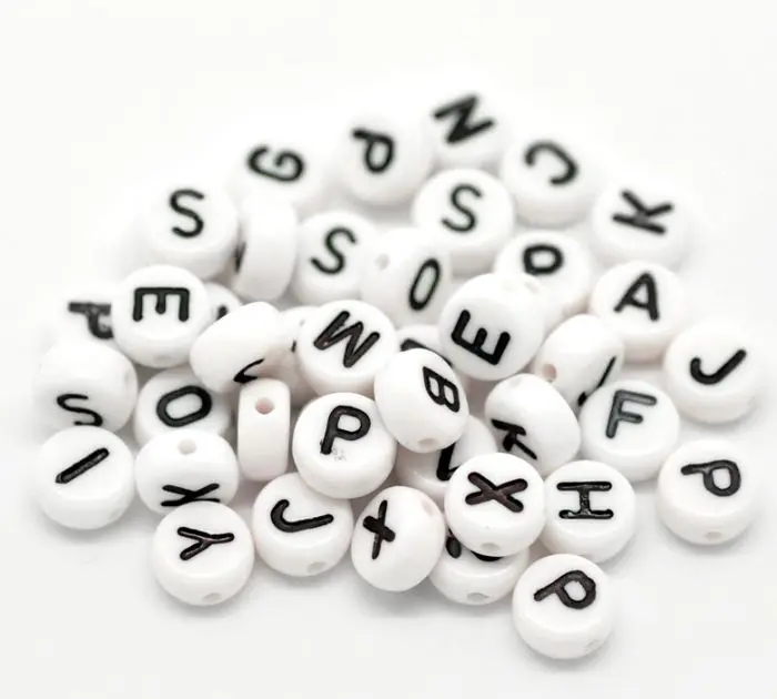 

DoreenBeads White Mixed Letter/Alphabet Acrylic Beads 7mm(1/4"),sold per pack of 1000