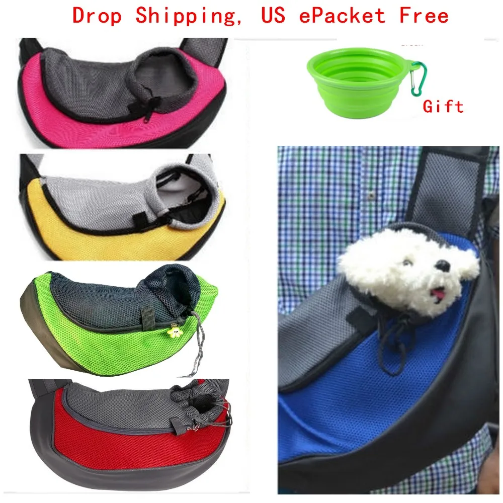 Pet Carrier Cat Puppy Dog Carrier Sling Front Mesh Travel Tote Shoulder Bag Backpack Silicone Bowl Drop Shipping By ePacket