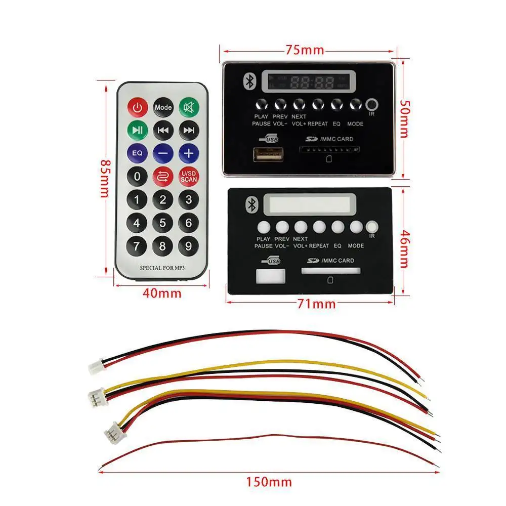 5 V-12 V автомобильный Bluetooth MP3 WMA FM AUX аудио декодер доска пластина аудио модуль памяти SD карты USB радио автомобиль MP3 Динамик аксессуары