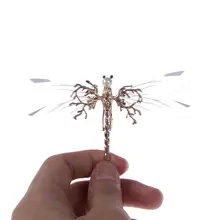 Модные золотые заколки Стрекоза головной убор прозрачные крылья стрекоза заколка для волос