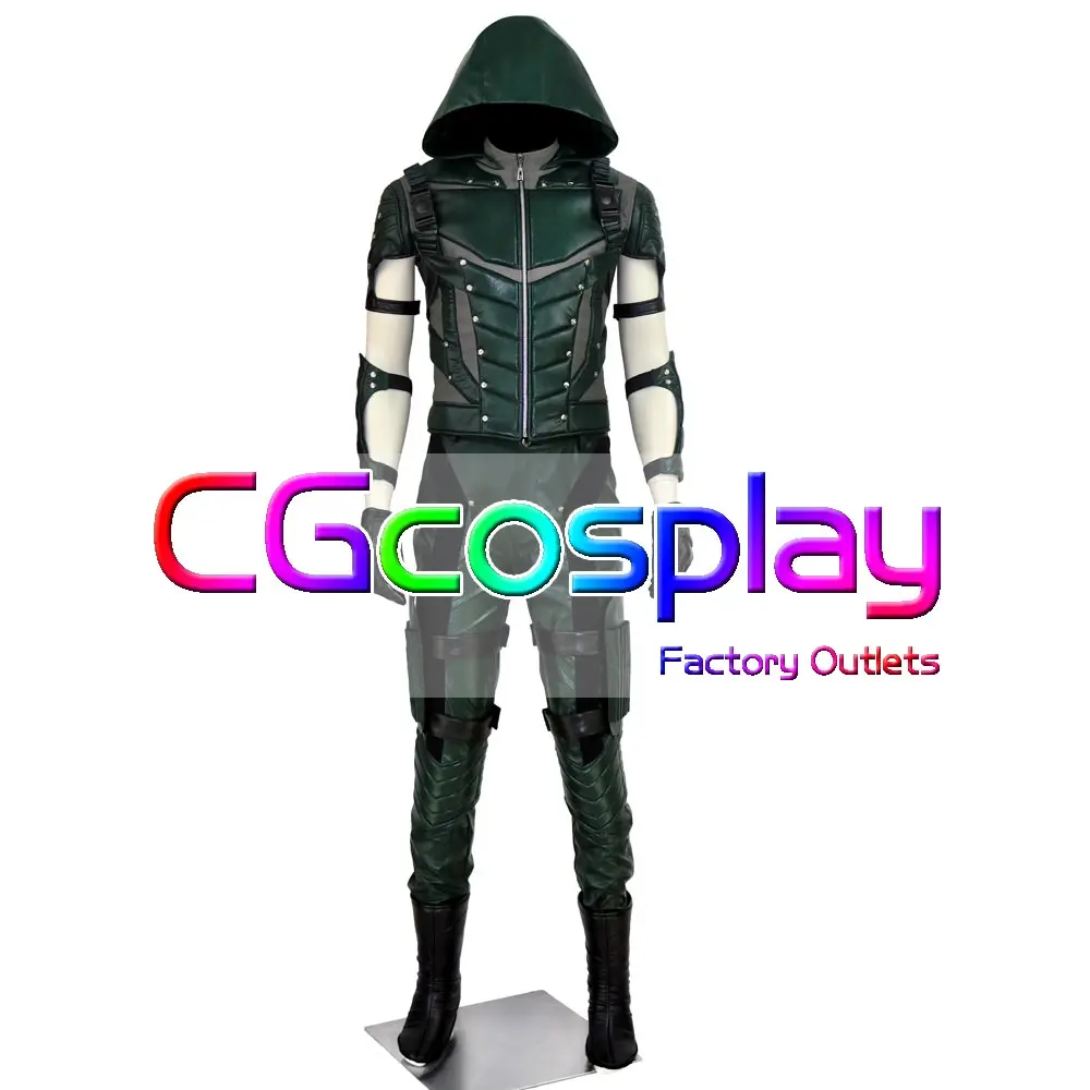 CGCOS Express Shipping Green Arrow Season 4 Oliver Queen Game Cos Cosplay Costume Uniform Helloween Custom-made