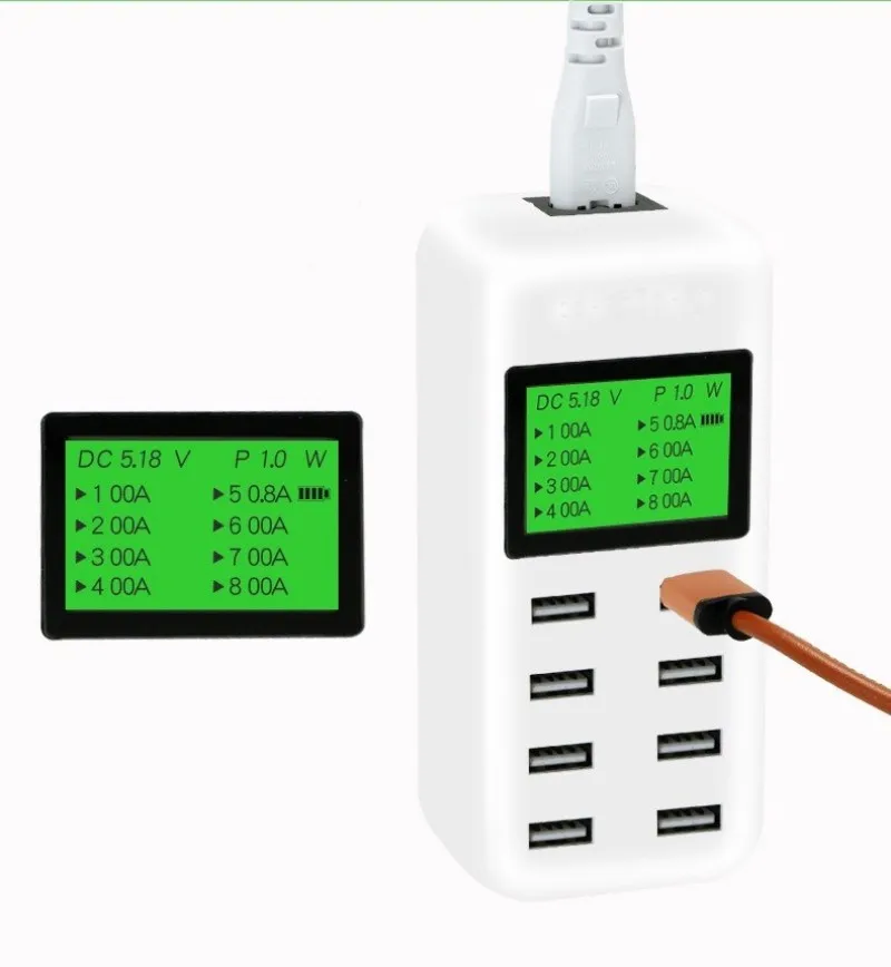 Tinhofire 8 Port Smart USB Charger Hub with LCD 40W Multi Port USB