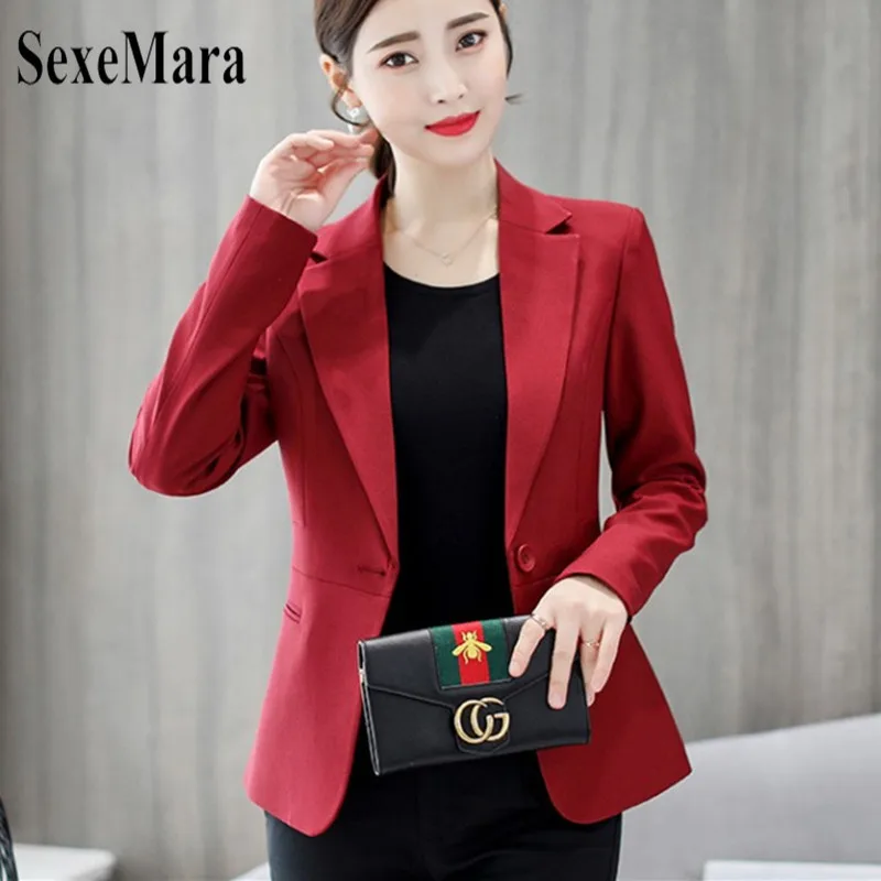 SexeMara 2019 Spring Autumn And New Solid Fashion Korean Version Of the Large Size Was Thin Suit Casual Ladies Wild Suit Coat