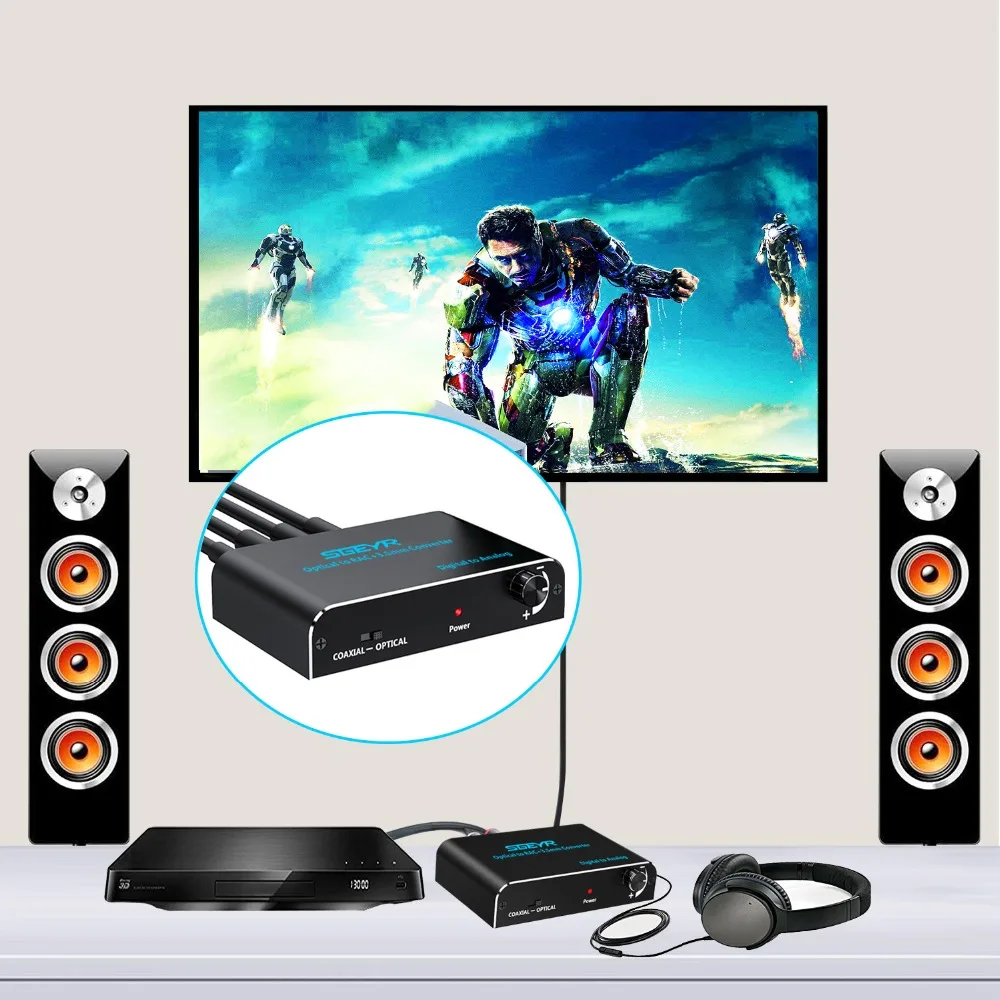 New DAC Audio Converter Optical to RCA 3.5mm Converter Coaxial Toslink to Analog L/R Audio Adapter Support Volume Control Knob New DAC Audio Converter Optical to RCA 3.5mm Converter Coaxial Toslink to Analog L/R Audio Adapter Support Volume Control Knob
