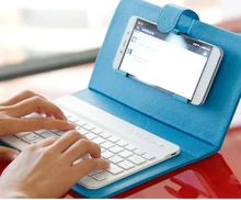 Ultra Slim Universal Wireless Bluetooth Keyboard For Mobile Phone Portable Keyboard Leather Case for iPhone 4S 5 5S SE 6 6S Plus