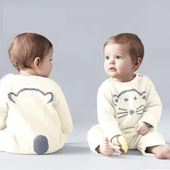

Hot Newborn Winter Knitting Rompers 2018 High Quality Brand Bear Newborn Jumpsuit Baby Boutique Clothes