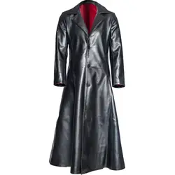 Модное готическое мужское длинное пальто уличная кожаная куртка из искусственной кожи модные большие размеры мужские куртки и пальто