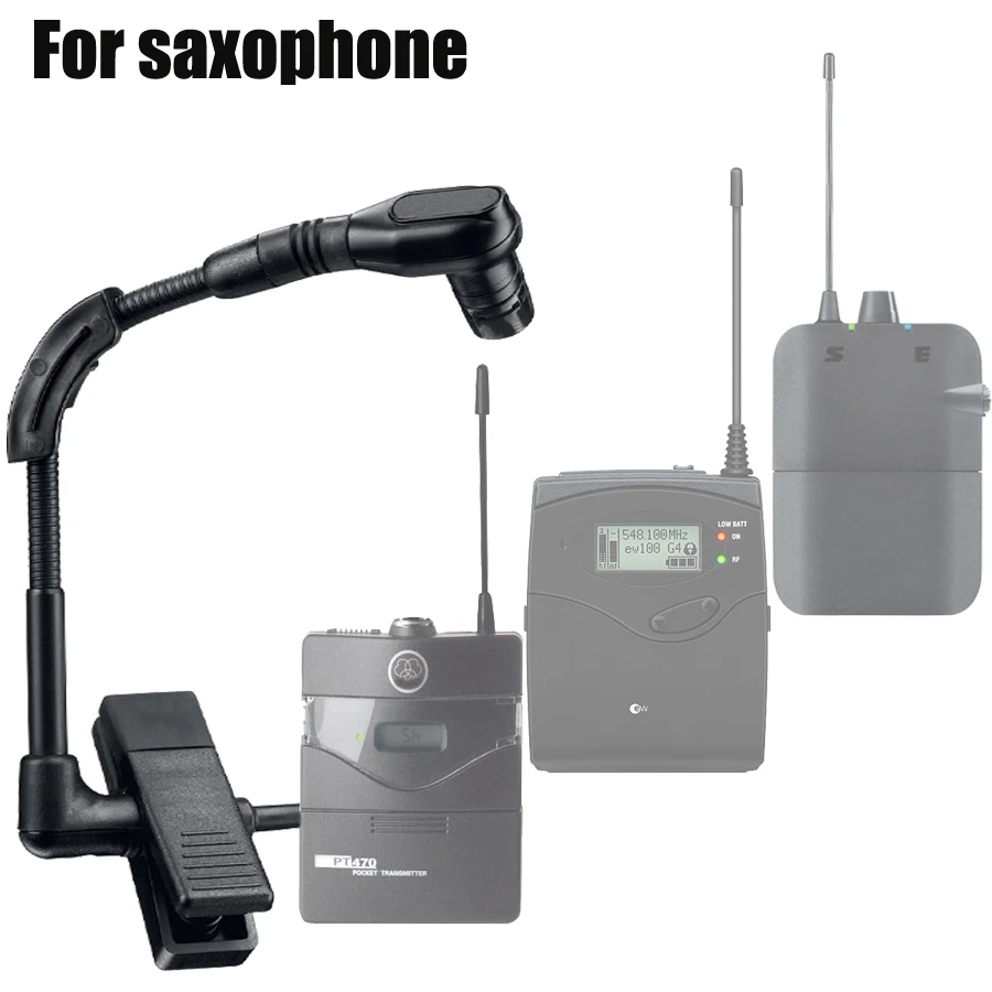 

Beta98H/C style saxophone microphone trumpet instrument condenser gooseneck mic for bodypack transmitter wireless system