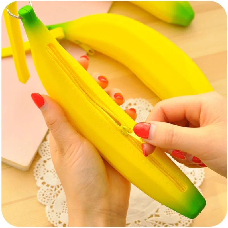 Cute Coin Purse Banana Pencil Case Kawaii Bag Silicone Purse Children's Purses For Kids Yellow Ulrica Coin Bags For Women Funny (16)