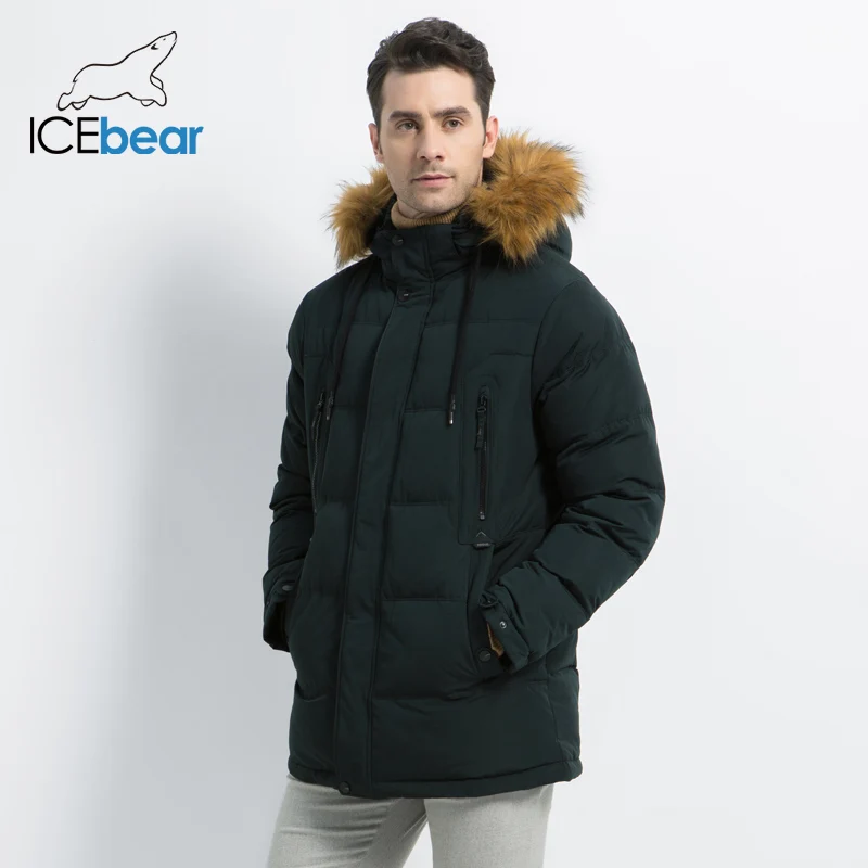 ICEbear2019 Новые мужские хлопчатобумажная одежда Модная мужская куртка с капюшоном Мужское пальто Толстая теплая одежда высокого качества Мужские зимние парки MWD19903D