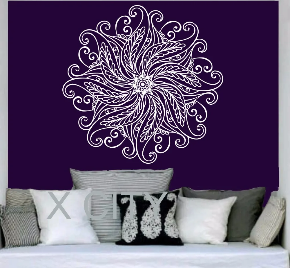 

Wall Decal Mandala Ornament Geometric Indian Moroccan Pattern Namaste Flower Om Yoga Vinyl Sticker Mural Art Bedroom Decor