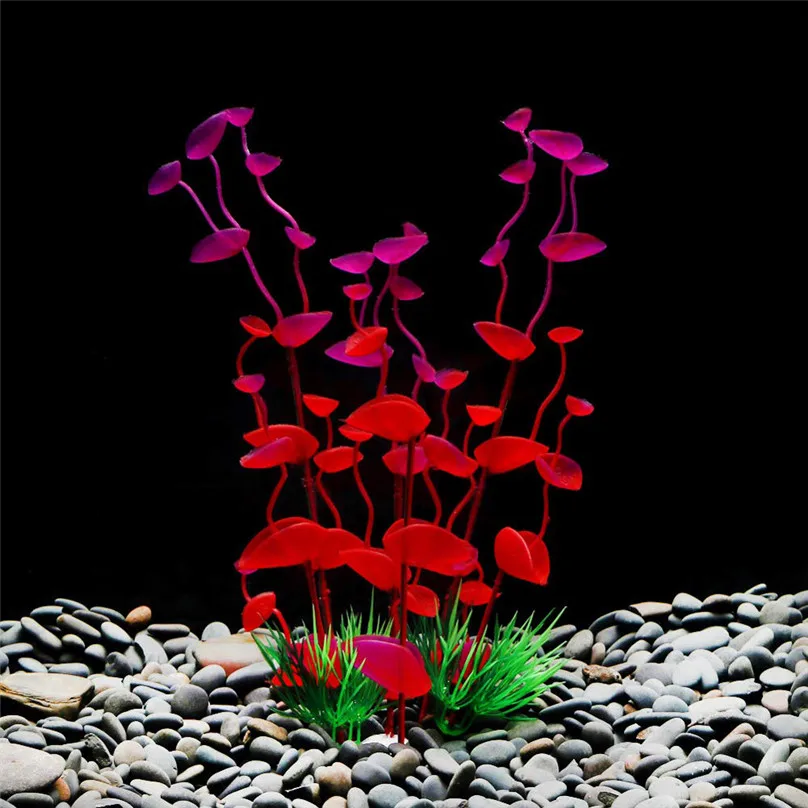 4 PCS Aquarium Plants Plastic Fish Plant Artificial Colorful Decoration Safe Decorations #4M09 (3)