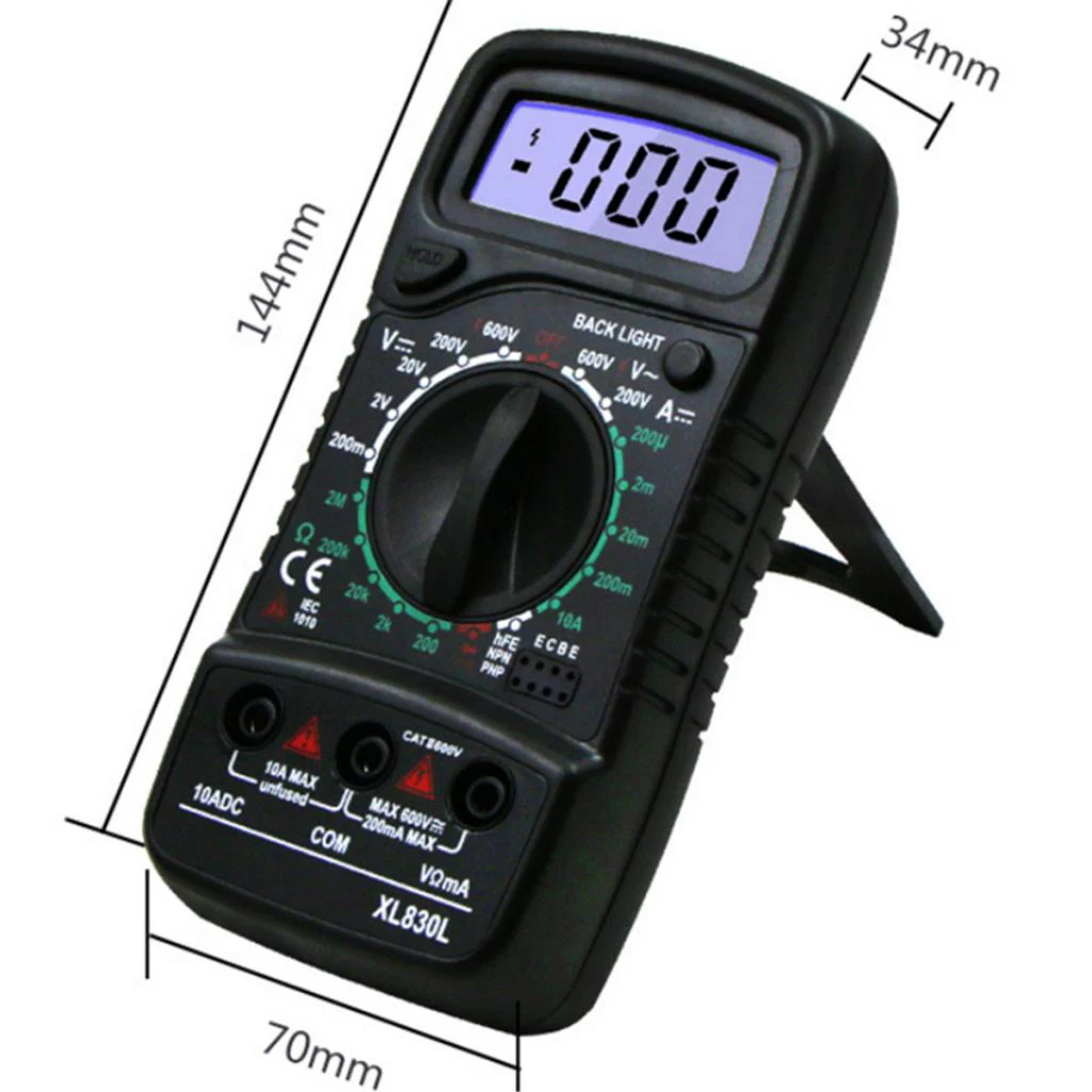 Цифровой мультиметр TRMS подсчитывает вольтметр ручной и автоматический диапазон измерения AC/DC тестер напряжения черный XL830L
