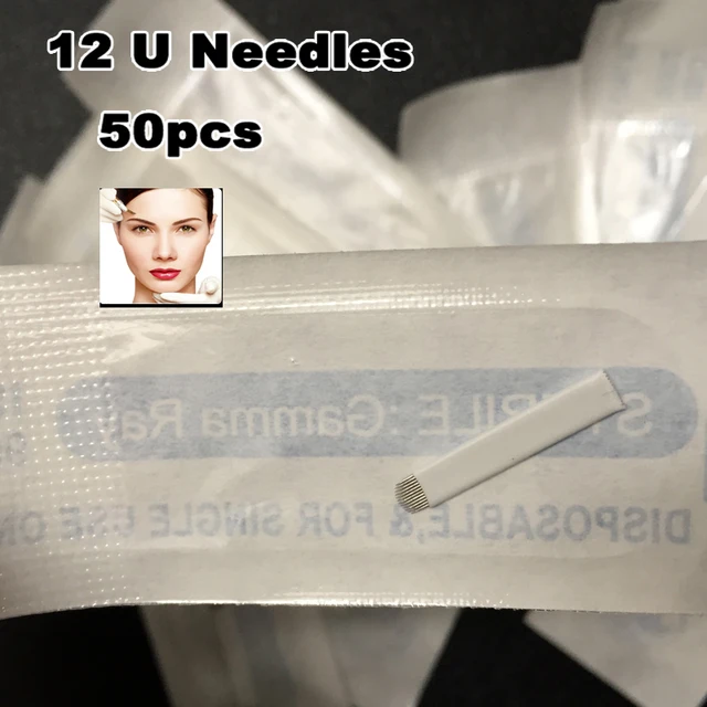White 12 U Needles 50pcs Manual Eyebrow Permanent Makeup Blades 12 Needles 3D Microblading For Tattoo Needles White 12 U Needles 50pcs Manual Eyebrow Permanent Makeup Blades 12 Needles 3D Microblading For Tattoo Needles