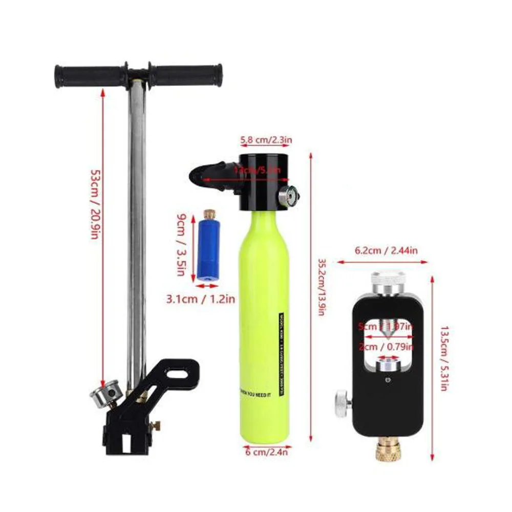 Оборудование для дайвинга, мини-баллон для подводного плавания, кислородный резервуар с насосом, алюминиевая коробка для подводного плавания, набор оборудования для плавания