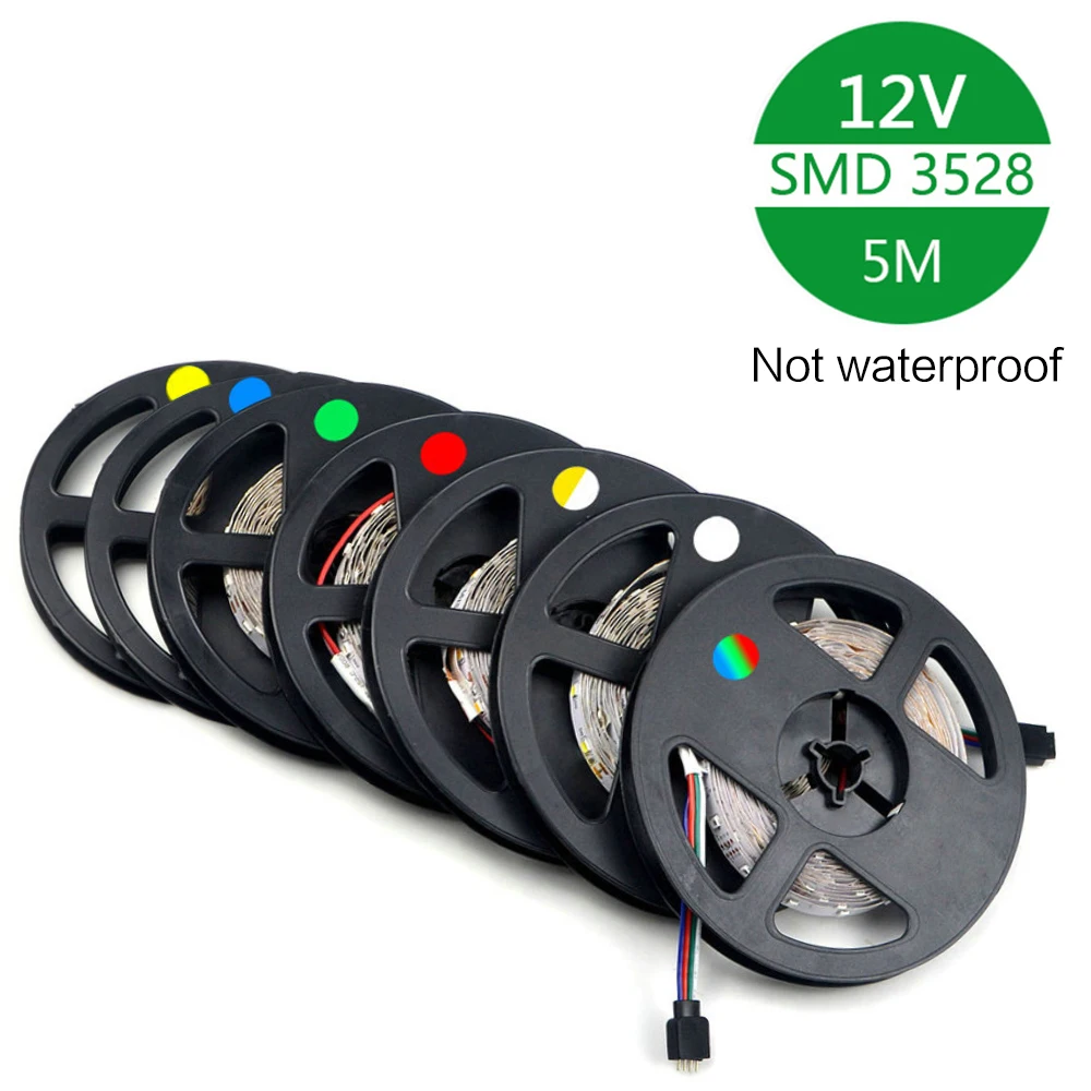 Светодиодная лента RGB SMD3528 12 В не является водонепроницаемой 5 м/рулон
