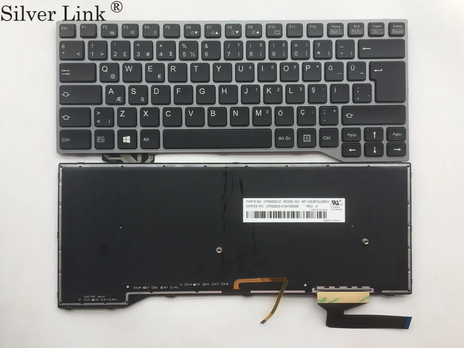 

TR Turkish keyboard For Fujistu Lifebook E733 E744 E743 sliver frame with backlit Laptop keyboard TR layout