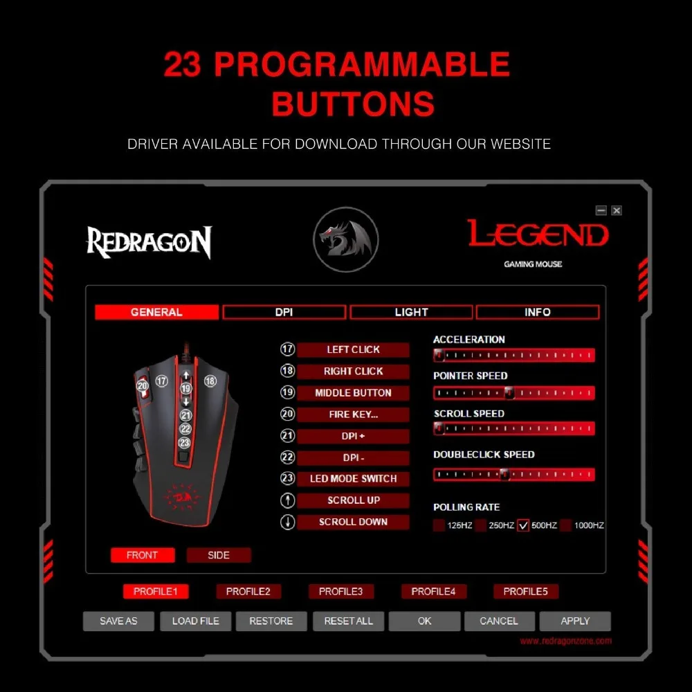 Redragon M990 LEGEND большая игровая мышь с боковыми кнопками высокоточная