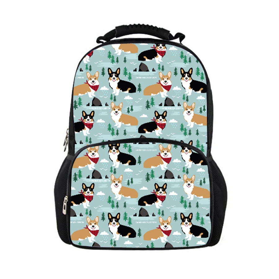 

Customized School Bags Kawaii Corgi Dog Printed Girls Cartoon Children's Backpack Schoolbag Large Capacity Orthopedic Satchel