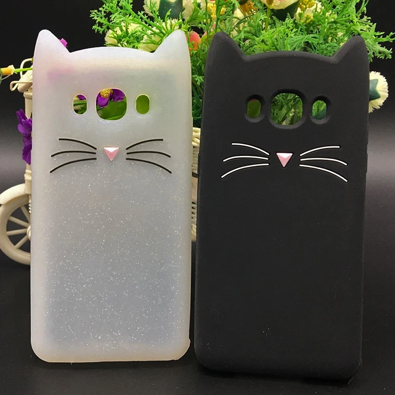 New Japan Cute 3D Glitter Beard cat soft silicon phone case For samsung galaxy j510 j3 j7 j5 2016 j710 Cartoon Coque back cover (3)