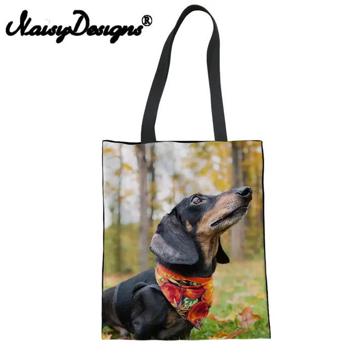 Dachshund Print Eco-friendly Totes Casual Women Shopping Bag Travel Shoulder Pack For Girls Reusable Large Ladies Canvas Handbag - Цвет: LMC0003Z22