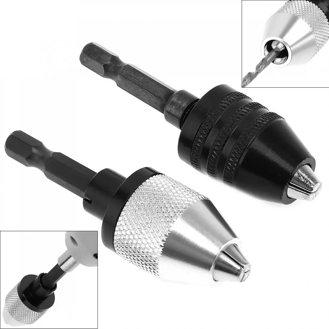 

0.3-6.5mm Twist Drill Chuck Screwdriver Impact Driver Adapter 2 Colors with 1/4 Hex Shank Three Claw for Electric Grinder
