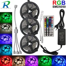 

15m RGB 12V Flexible LED Strip Light 5050 LED Ribbon Tape Non Waterproof + Power Adapter + Remote Controller For Home/Kitchen
