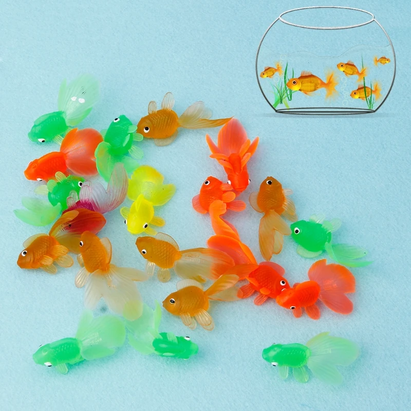 Забавные 20 штук резиновые маленькие золотые рыбки детские игрушки украшения игрушки для ванной забавные
