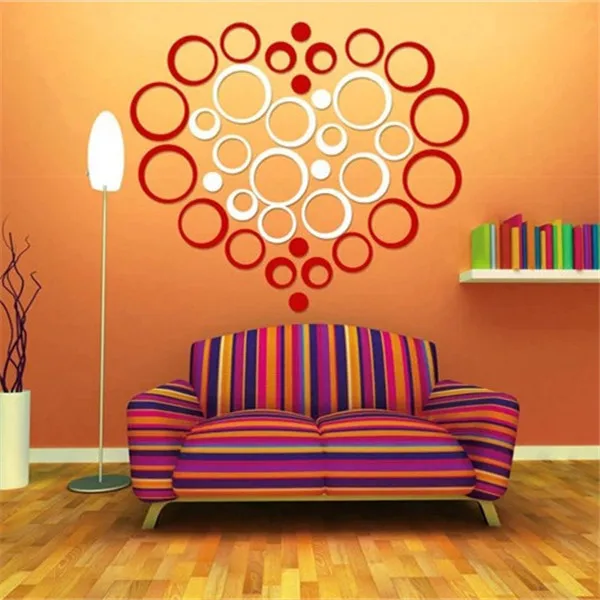 2015 New Fashion One Set Home Decoration Circles 3D Removable Art Wall