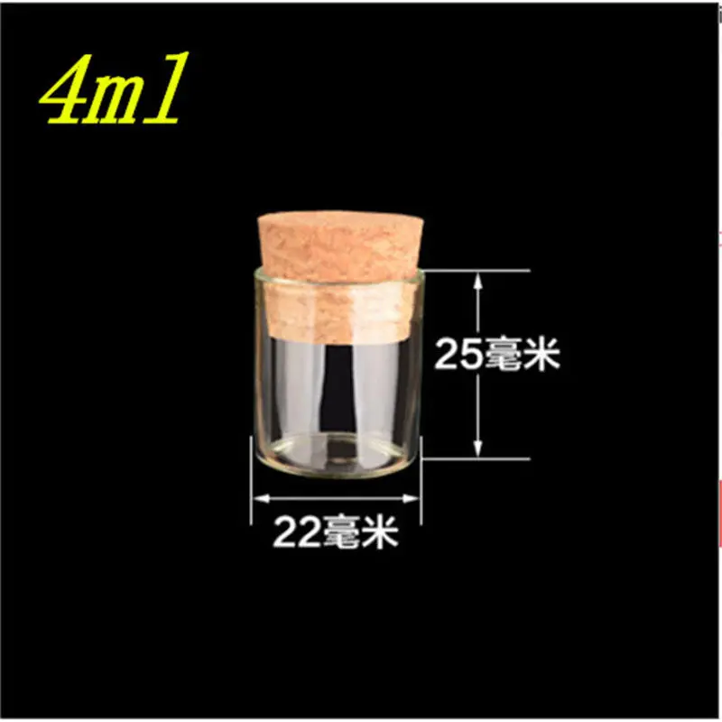 Мини стеклянные банки с пробками 4 мл 5 мл 6 мл 18 мл 22 мл 30 мл бутылки банки контейнеры для песка жидкая упаковка ювелирных изделий 100 шт - Цвет: 4ml 22x25mm